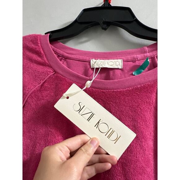 Suzie Kondi The Saba Raglan Top in Terry Pink size XS FLAW - Picture 2 of 7